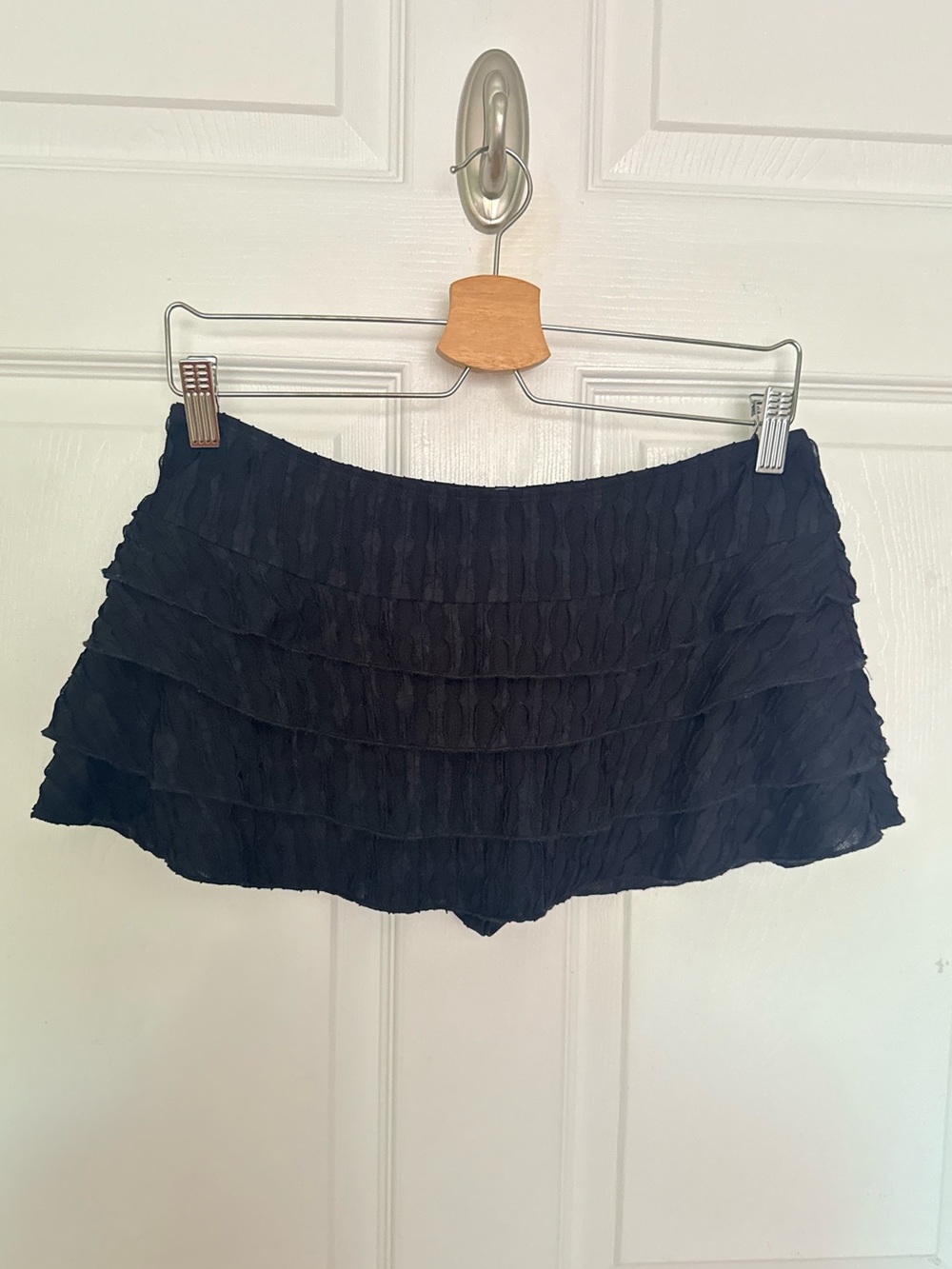 Lucy in the Sky Black Ruffle Tiered Mini Skort Size S